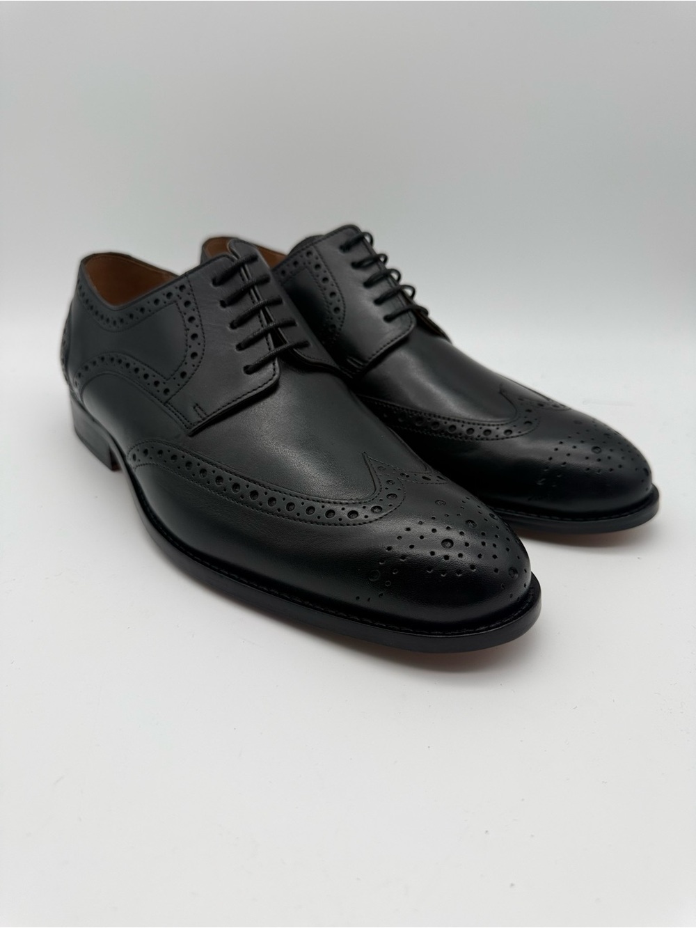 BRAND NEW 3DM Lifestyle Mens Handcrafted Black Leather Wingtips Size 9 US